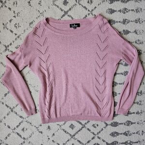 Lulu's Pink Boat Neck Pointelle Sweater Sz M